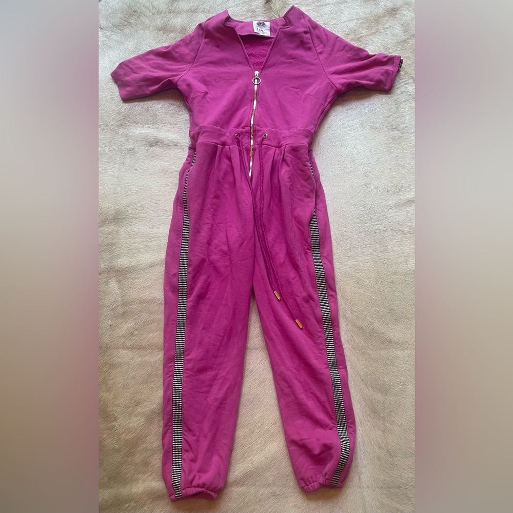 Pink LPC Jumpsuit with gold Zipper Detail